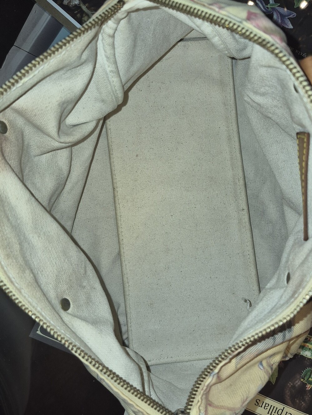 VINTAGE Ralph Lauren Pink Floral Canvas Tote with Brown Leather Handles - Picture 10 of 15